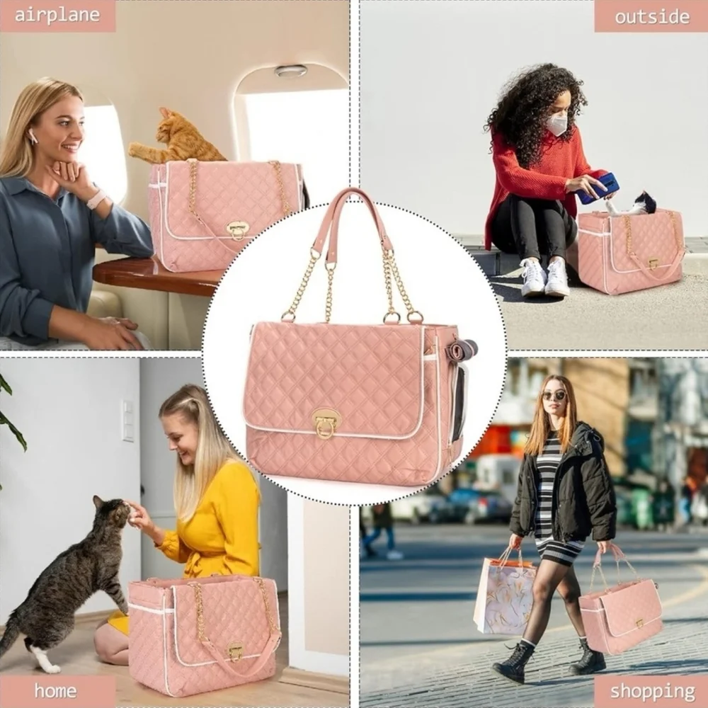 Pet Carrier Dogs Cat Small Animals Purse Bag, Leather Pet Carrier Dog Puppy Tote